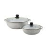 2 Piece Colombian Cast Aluminum Caldero Set with Glass Lid, Silver